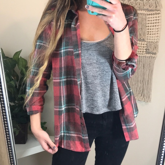 clover + scout Tops - Clover + Scout Lace Washed Out Flannel